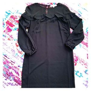 LOFT Black swing dress with button detail
